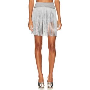 Understated Leather Silver Knit Fringe Shorts Skort Western Party L